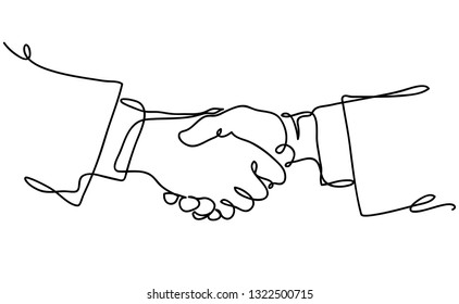 Business handshake. Handshake continuous line drawing. Business agreement. Contract agreement flat vector designe