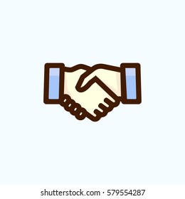 Business handshake / contract agreement. Filled-outlined icon for different purposes