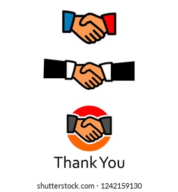 Business handshake / contract agreement flat vector icon, Business  handshake illustration with text,handshake greeting