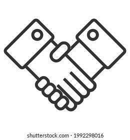 Business handshake, contract agreement flat vector icon for apps and websites isolated on white background. Symbol of contract, agreement, business and business black