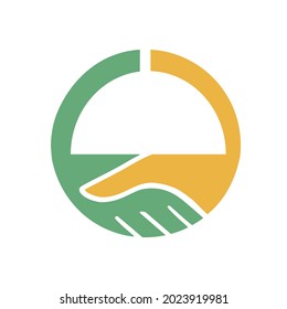 Business handshake. Contract agreement flat vector icon in circle
