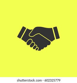 Business handshake, contract agreement icon flat. 