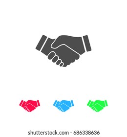 Business handshake, contract agreement icon flat. Color pictogram on white background. Vector illustration symbol and bonus icons
