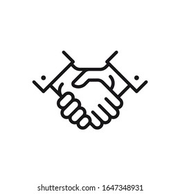 Business handshake / contract agreement line art vector icon for apps and websites