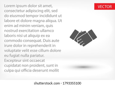 Business handshake. contract people agreement flat vector icon for apps and websites. two hands. Vector graphics. handshake icon. 10 eps handshake