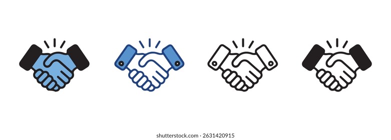 Business Handshake Deal Agreement Vector Icon Set