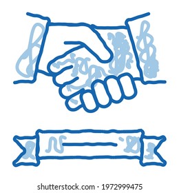 business handshake deal sketch icon vector. Hand drawn blue doodle line art business handshake deal sign. isolated symbol illustration
