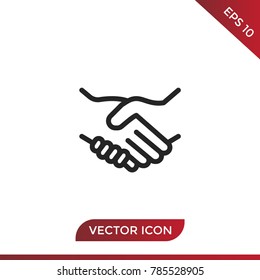 Business handshake icon. Business agreement symbol. Contract sign, flat vector element isolated on white background. Simple vector illustration for graphic and web design.