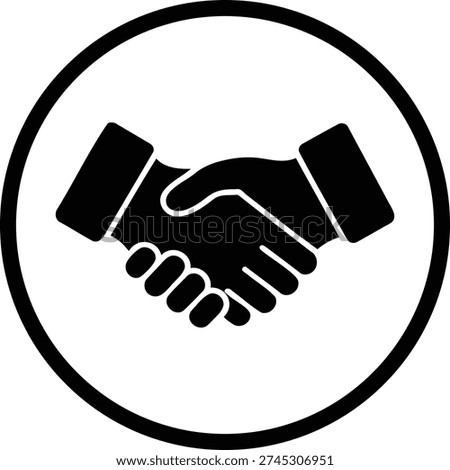 Business handshake icon in circle frame representing partnership and agreement on texture