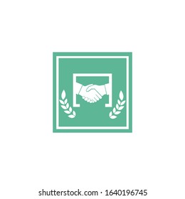 Business handshake icon. contracting, a successful deal. handshake of two people, Isolated on white background.