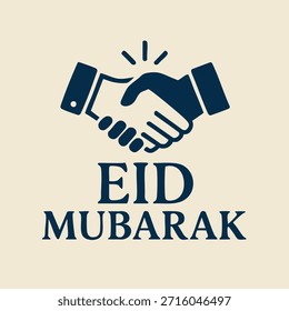 Icono de apretón de manos de negocios con texto de Eid Mubarak
