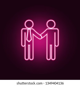 business handshake icon. Elements of HR & Heat hunting in neon style icons. Simple icon for websites, web design, mobile app, info graphics
