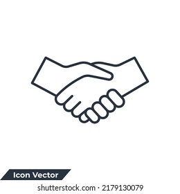 Ilustración vectorial del logotipo del icono del apretón de manos del negocio. Plantilla de símbolo de asociación de amistad para la colección de diseño gráfico y web