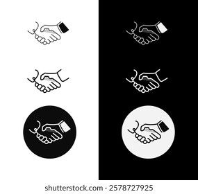 Business Handshake Icon – Monoline Custom Hand-Drawn Style with Editable Stroke. Partnership and Collaboration Illustration.