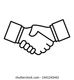 Business handshake icon. Outline business handshake vector icon for web design isolated on white background