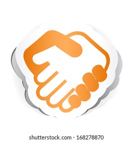 Business Handshake icon with Paper Design.