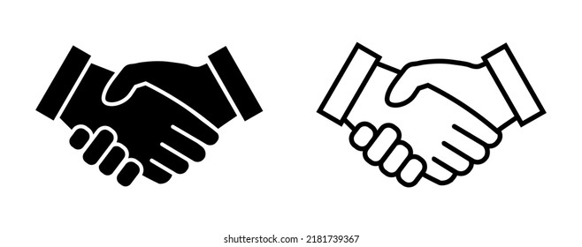 Business handshake icon set isolated on white. Contract agreement line symbol in flat style. Simple partnership sign in black Modern flat vector illustration for graphic design, Web, UI, mobile app