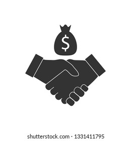 Business handshake icon. Vector illustration, flat design.