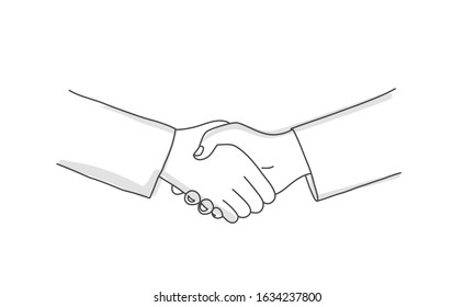 Business Handshake. Line Drawing Vector Illustration.