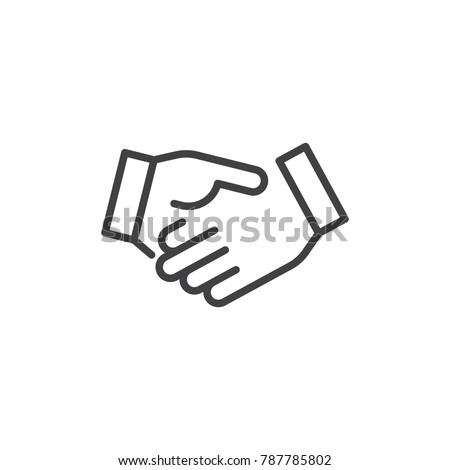 Business handshake line icon, outline vector sign, linear style pictogram isolated on white. Agreement, Shaking hands symbol, logo illustration. Editable stroke