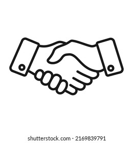 Business handshake line icon. Partnership and agreement symbol. vector illustration linear.