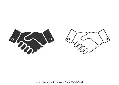 Business handshake line icon set. Vector illustration