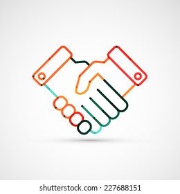 Business handshake. Line style vector illustration