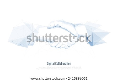 Business handshake. Low poly wireframe, lines and triangles, point connecting network. Illustration vector