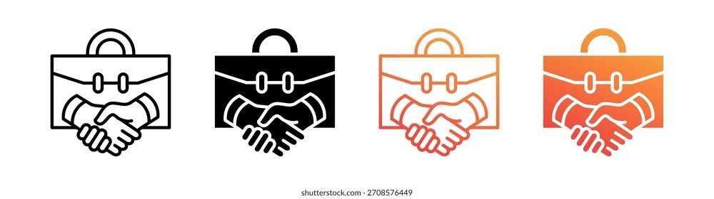 Apretón de manos de negocios múltiple estilo conjunto de iconos Colección