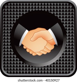 business handshake on black checkered web button