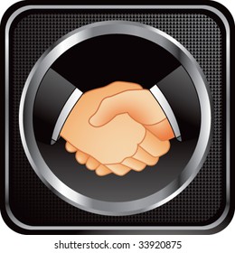 business handshake on glossy web button