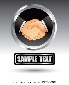 business handshake on nameplate