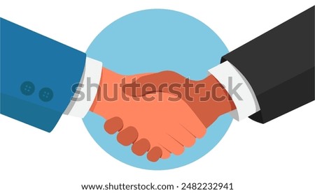 Business handshake. Handshake of business partners. Flat design. Vector illustration.	