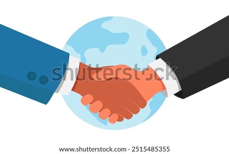 Business handshake. Handshake of business partners. Flat design. Vector illustration.	