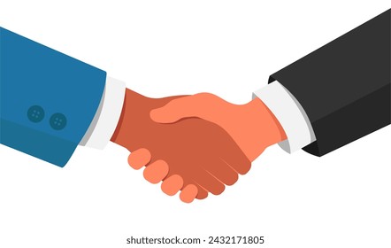 Business handshake. Handshake of business partners. Vector illustration. Flat design.	