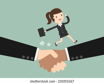 Business handshake and business people