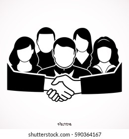Business handshake and business people vector flat style. Icon Isolated on White Background