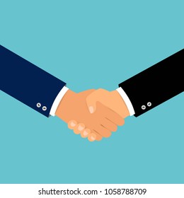 Business handshake, Shaking hands flat design concept, Handshake, business agreement