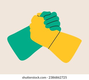 Business handshake, shaking hands, successful deal, partners, Friendship, cooperation concept. Colorful vector illustration