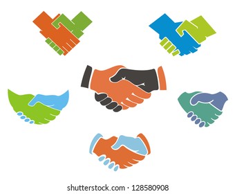 Business handshake symbols and icons set for partnership concept design or logo template. Jpeg version also available in gallery