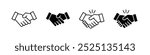 Business handshake thin line vector icon collection