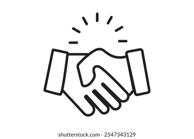 Business handshake thin line vector icon collection