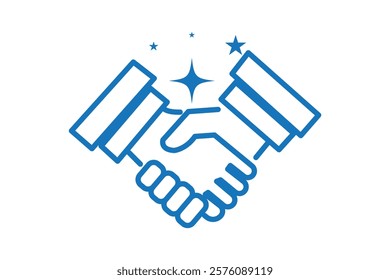 Business handshake thin line vector icon collection