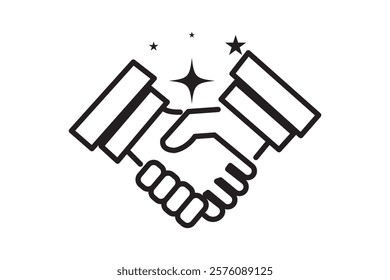 Business handshake thin line vector icon collection