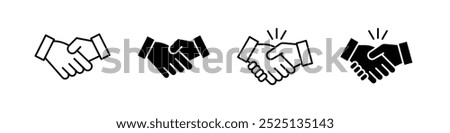 Business handshake thin line vector icon collection