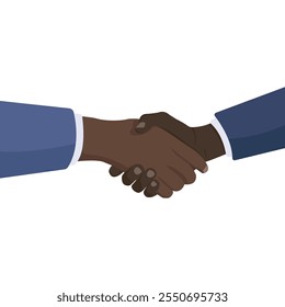 Business handshake of two hands in flat style. Flat icon. Vector illustration