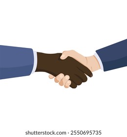 Apretón de manos de negocios de dos manos en estilo plano. Icono plano. Ilustración vectorial