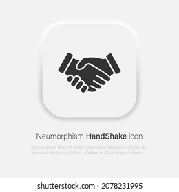 Business handshake vector icon. Contract agreement symbol in neumorphism style. Vector EPS 10