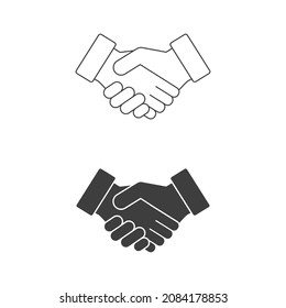 Icono de vector de apretón de manos de empresa con ilustración de línea aislada.