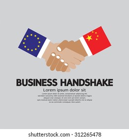 Business Handshake Vector Illustration. European Union And China